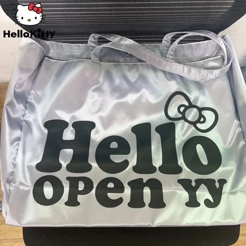 Sanrio Medieval Hello Kitty Large Capacity Tote Bag Cute Nylon Shoulder Handbag with Magnetic Clasp Women's Trendy Travel Bag