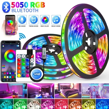 WS2812B Bluetooth USB LED Strip lights  APP Control Color Changing 5050 RGB TV Backlight Flexible Lamp Tape for Room Decoration