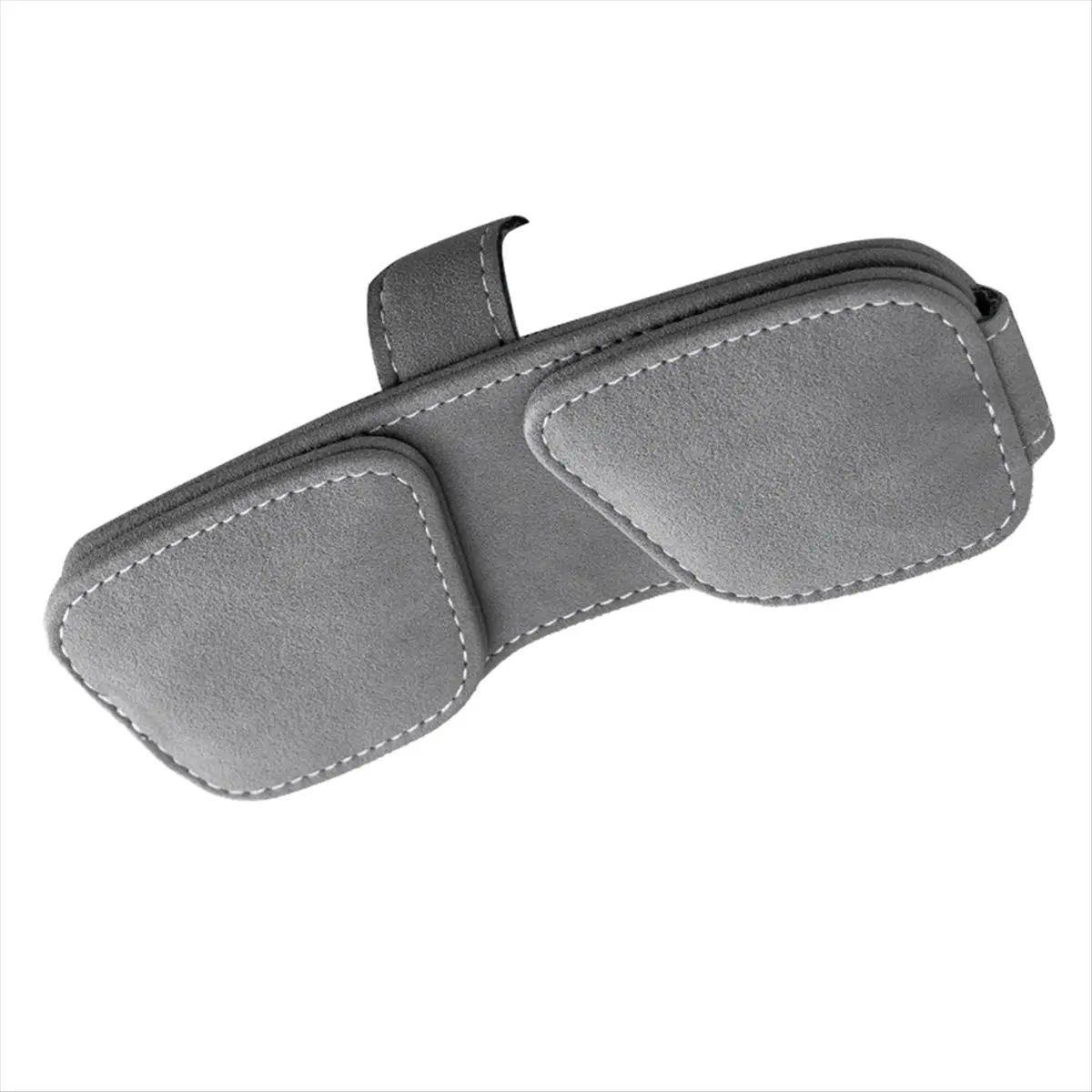 2026 Trend Magnetic Glasses Clip Multifunctional Pu Leather Sun Visor Glasses Case Card Ticket Pen Buckle Clip Tool Gray