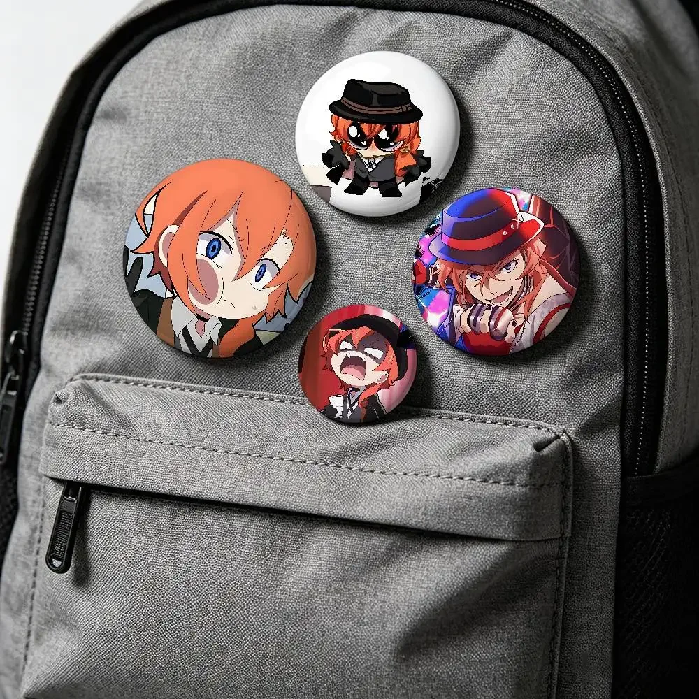 Anime Figure Chuuya Nakahara Badges Badges Cartoon Round Brooches On Backpack Jacket Acrylic Button Pins Collection Gifts