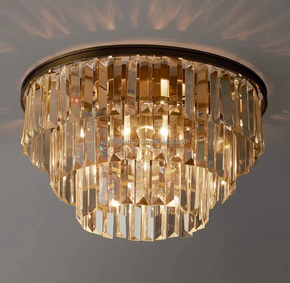 Stairs Restaurant Antique Art Iron Crystal Ceiling Light Multi-layer Custom Chandelier Modern
