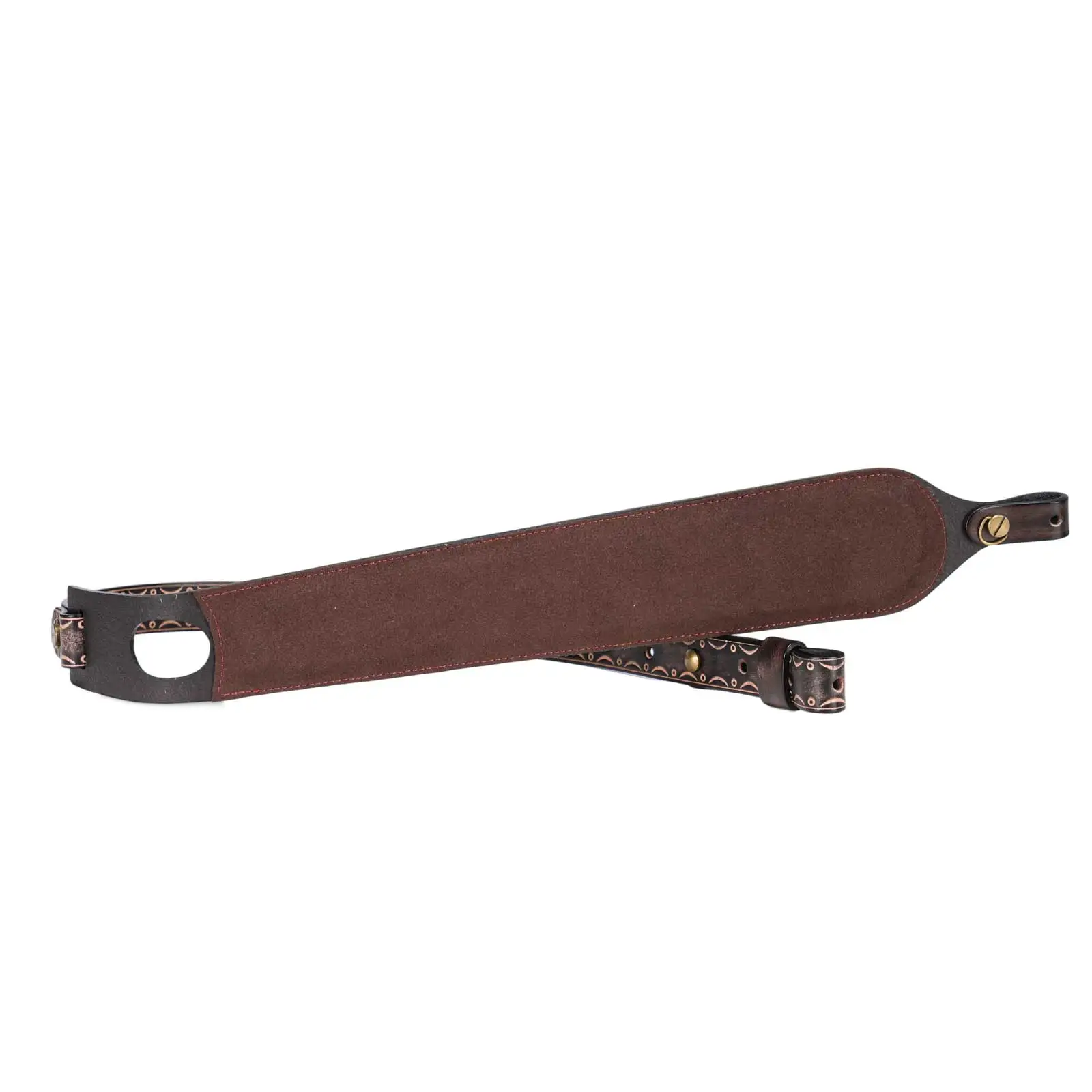 Tourbon Vintage Leder Gewehrriemen, Rutschfester Gewehr-Schultergurt, Verstellbare Länge 105cm, Fingerstütze, Jagdzubehör – Detail 7
