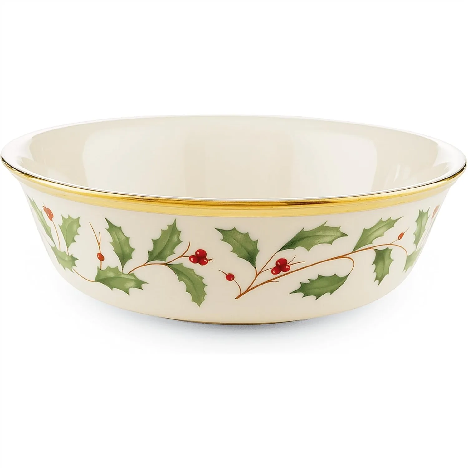 

Holiday All-Purpose Bowl 16oz Ivory Bone China with 24K Gold Accents Dishwasher Safe for Christmas Dinnerware