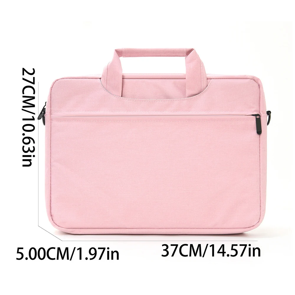 Solid Color 14 Inches Laptop Shoulder Bag Large Capacity Handheld Case Fashion Portable Crossbody Computer Bag For Men Women