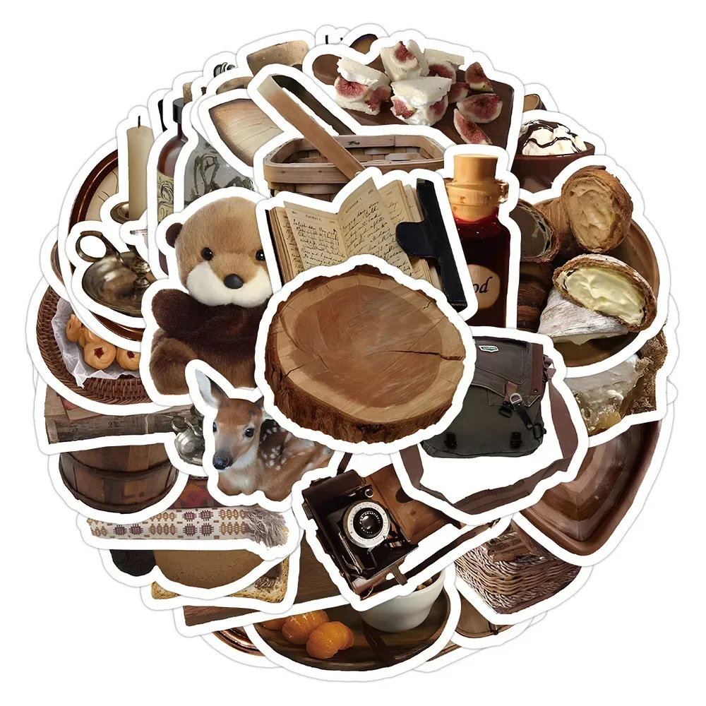 60pcs Ins Style Cartoon Brown Stickers Cute Decals Decoration DIY Phone Notebook Bike Suitcase Motorcycle Kids Sticker Toys Gift