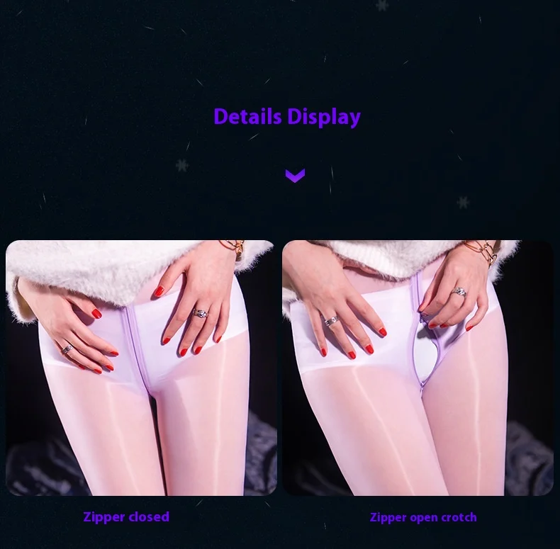 Onesie Stockings Full Body Shiny Reflective Sexy Adjustable Zipper Open Fun Ultra-thin Pantyhose High Elastic Stockings Tights