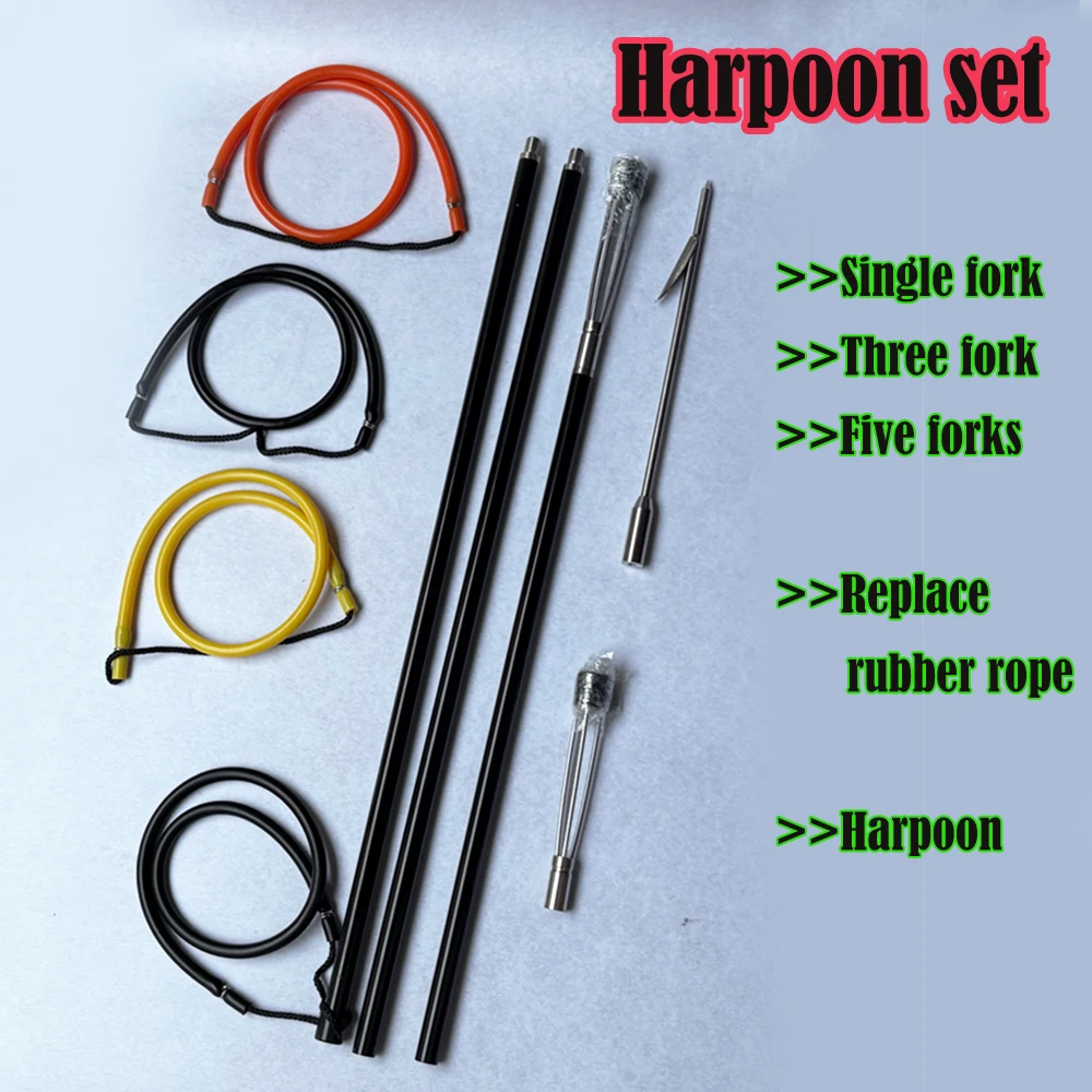 Fishing Harpoon Set 5/3/1-tooth Aluminum Alloy Fishing Spears Gaffs Barbed Telescopic Rod Diving Spear Gun With 3 rubber ropes