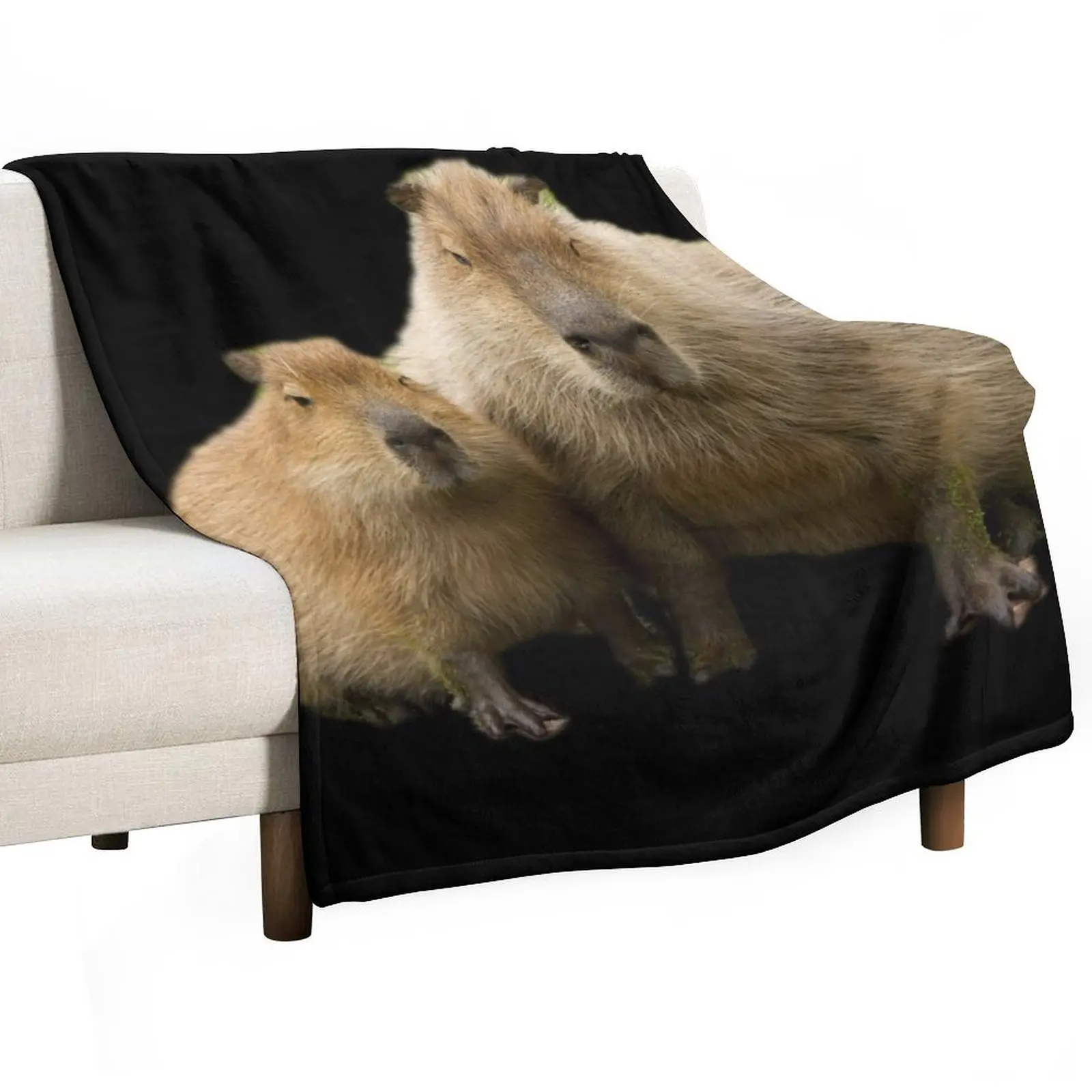Capybara Mom & Baby Throw Blanket Cozy Throw Blanket for Bed Sofa Chair