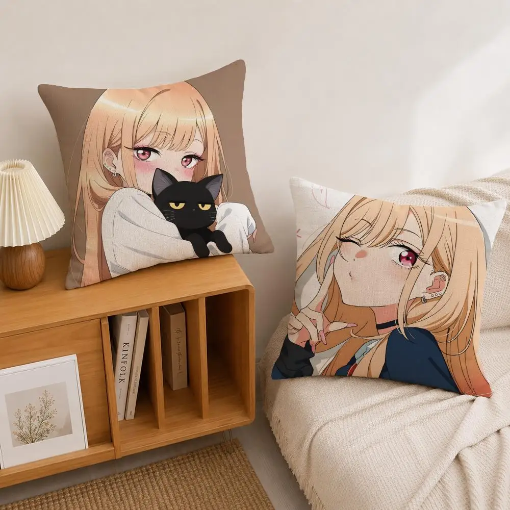 Anime My Dress-Up Darling Cushion Cover Natural Linen Pillowcase Set, All-in-One Decor for Sofa, Bedroom & Chair