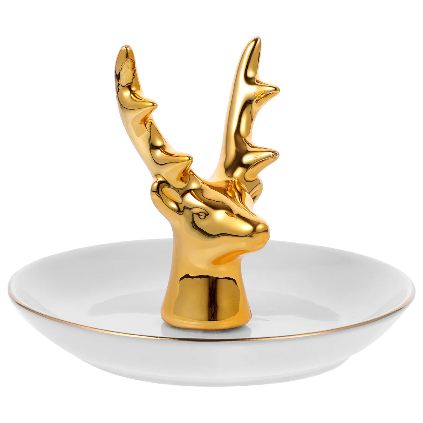 

Jewelry Holder Ceramic Plate Lightweight Compact Size Ring Dish Trinket Tray Desktop Adorn Earrings Storage Organize