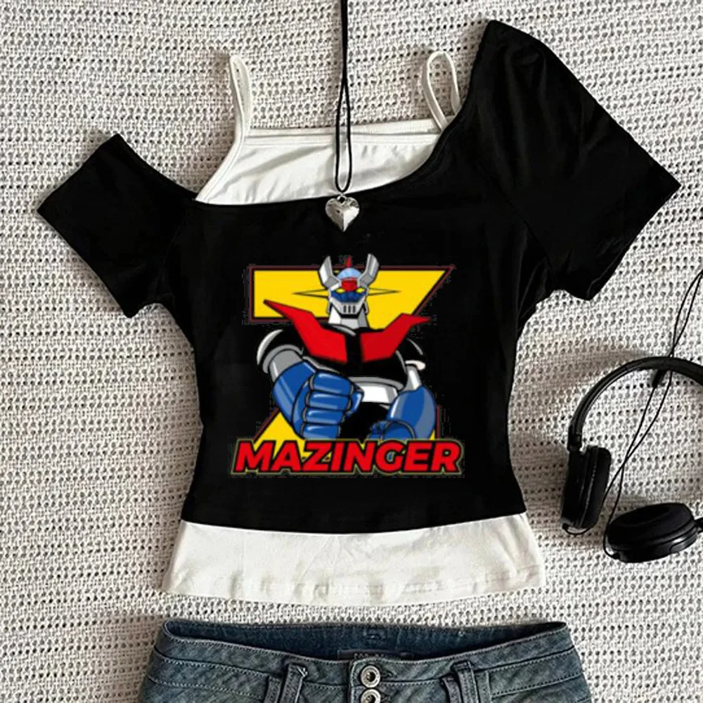 Goldorak crop top women meme vintage grunge alternative  top tees scene  party summer jojifuku gyaru
