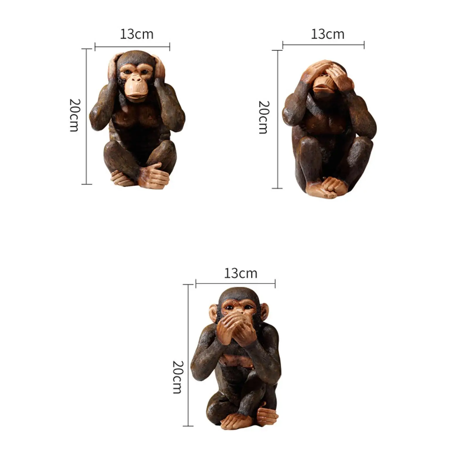 Lifelike Chimpanzee Statue Decorations American Style Brown Resin Monkey Figurines for Living Room Bookshelf Tabletop Ornament