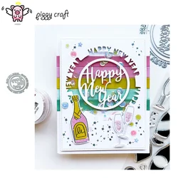 Piggy Craft metal cutting dies cut die mold Happy New Year letter Scrapbook paper craft knife mould blade punch stencils dies