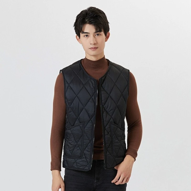 

Men's Slim Fit Gym Vest Autumn Winter Quilted Cotton Jacket with Outerwear Function Fitted Warm Layering Design