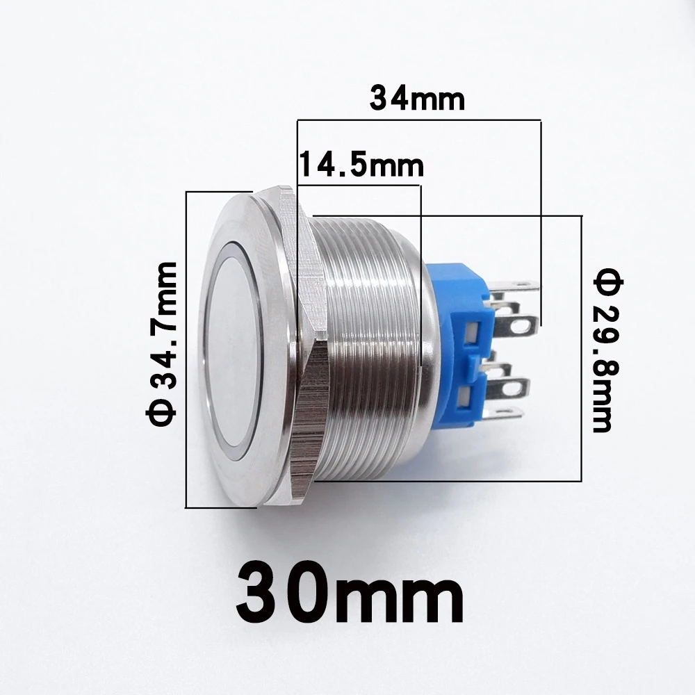 22mm 25mm 30mm 40mm Metal Push Button Switches 2NO2NC control Buttons Switch Start Stop PC Car Engine Power Supply On Off LED