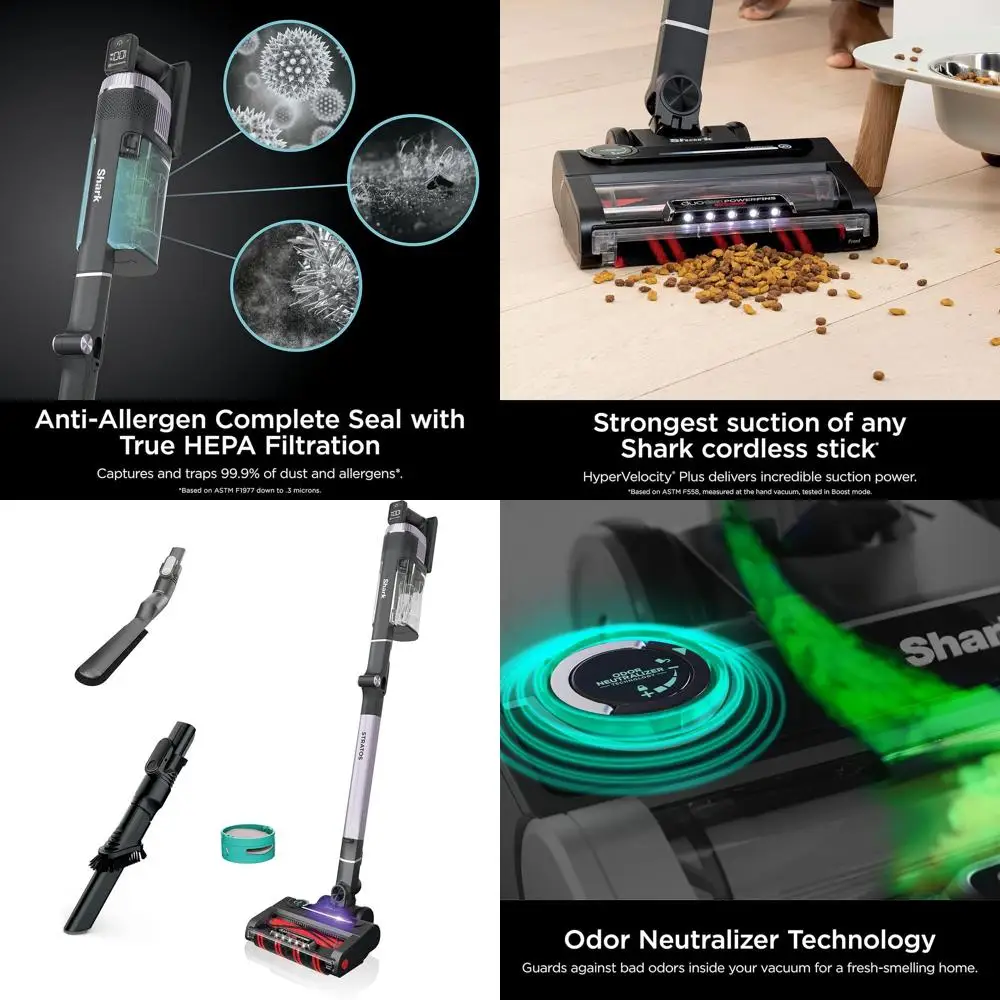 

Cordless Vacuum with Smart IQ, Odor Control, and Hair Removal, Lightweight and Long-Lasting Up to 60 Minutes