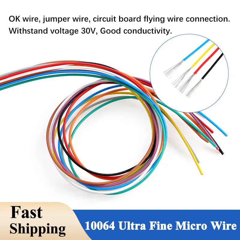 10064 High Temperature FEP Wire 40 36 34 32 30 28 26AWG Ultra Fine Micro PTFE Plastic Wire Breadboard Solder Compensation Wire