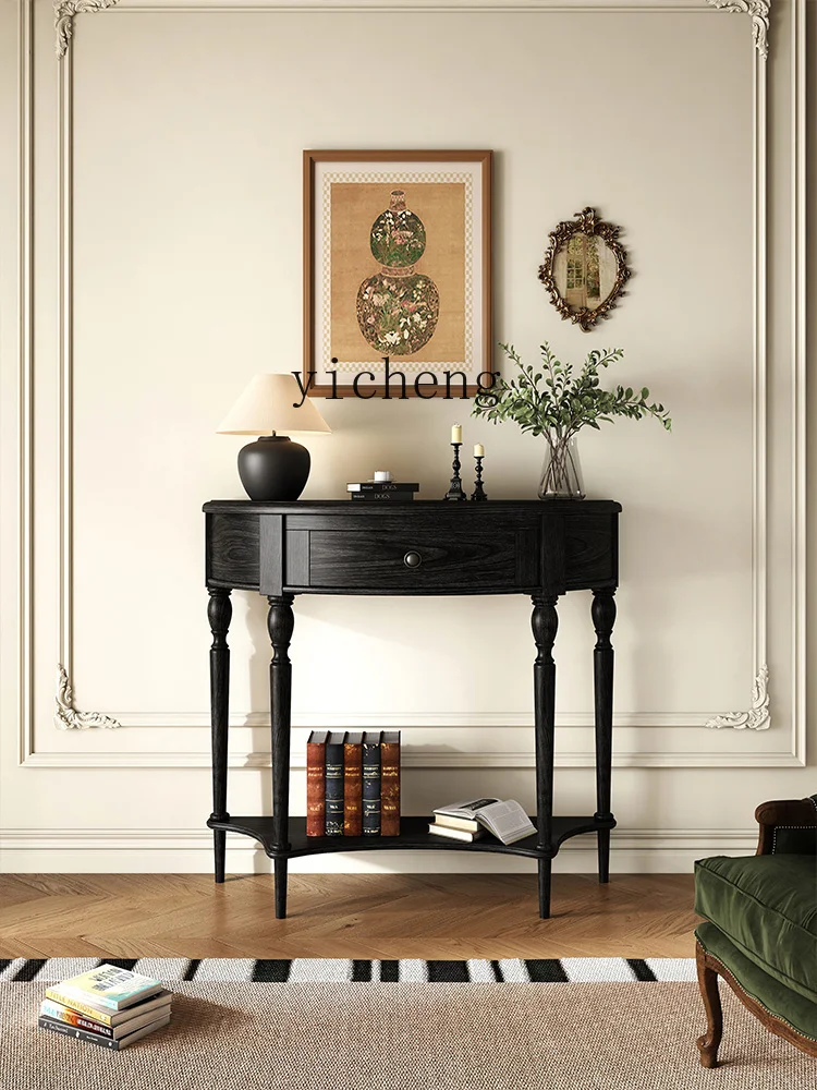 ZK American solid wood porch table door rack entry locker key semi-round aisle cabinet