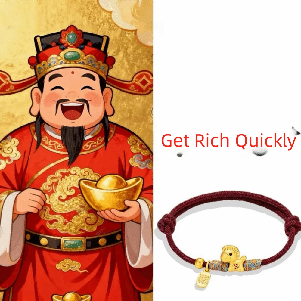 Cute Chinese Style Horse Year Bracelet 2026 2026 Horse Year Gold Lucky Pony Red Rope Blessing Zodiac Horse Fortune Bracelet Gift