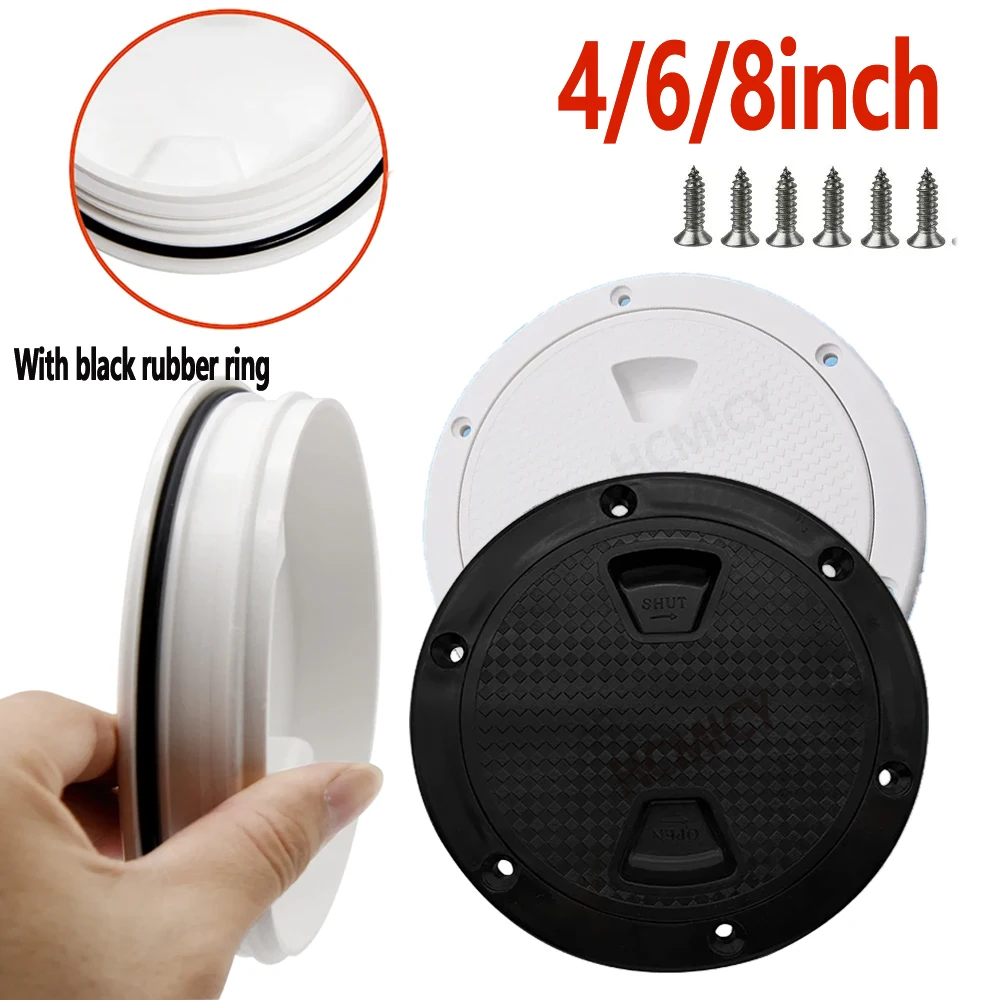 4 6 8 inch Black White Plastic Screw Out Access Hatch Cover for Kayak Deck Plate Non Slip Screw Out Deck Inspection Plate