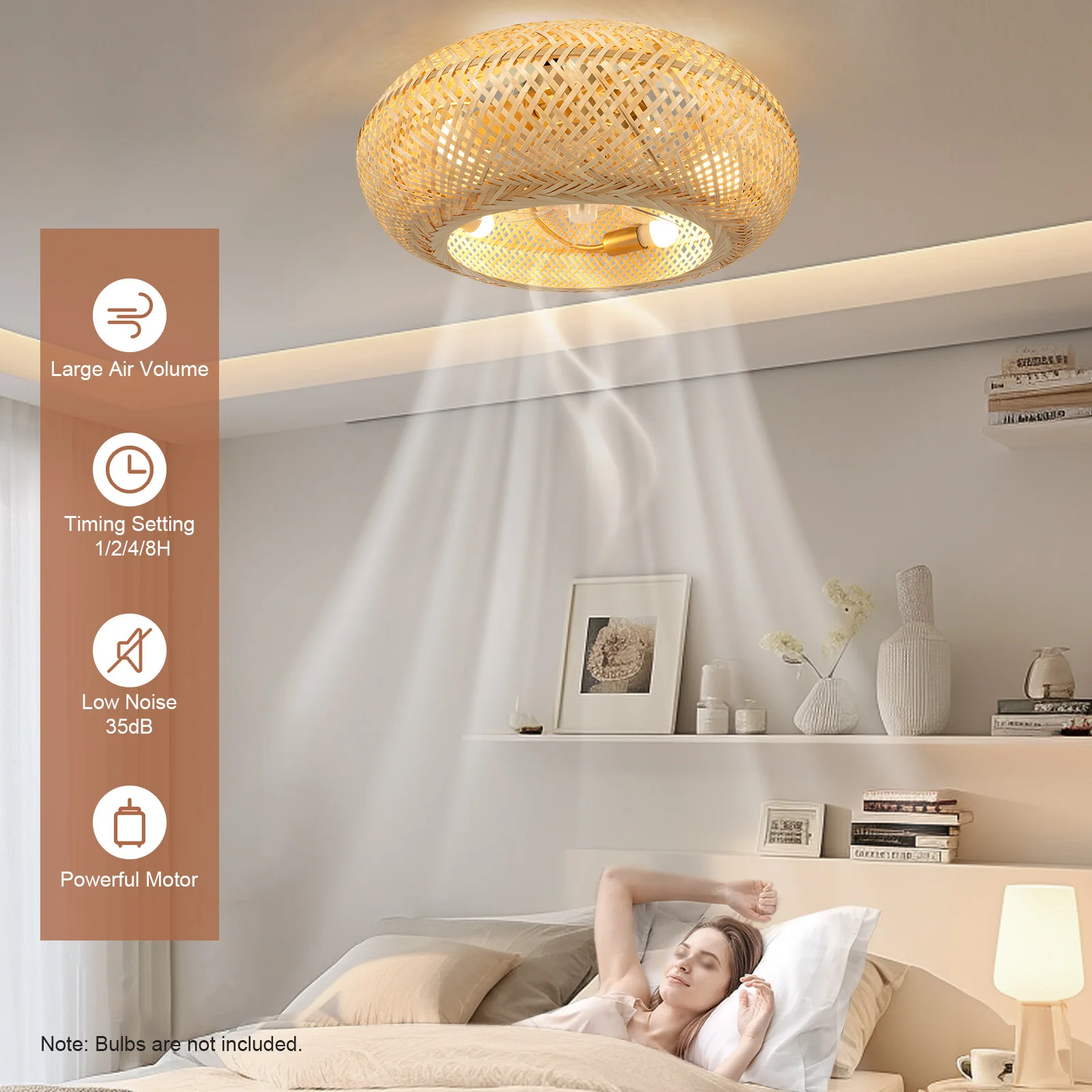 Cage Ceiling Fan with Remote Control,6-Speed Adjustable Reversible Timer Function, Energy Efficient Fan Light with E26 Base