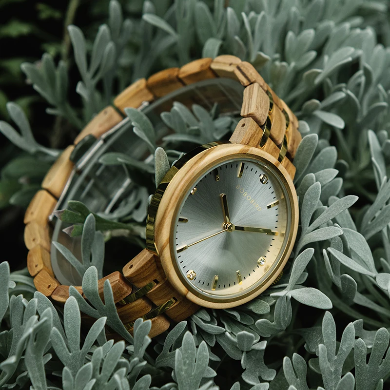 BOBO BIRD Wooden Ladies Quartz Watch for Women Fashion Casual relogio feminino Clock Gift Birthday Montre Femme Olive Wood