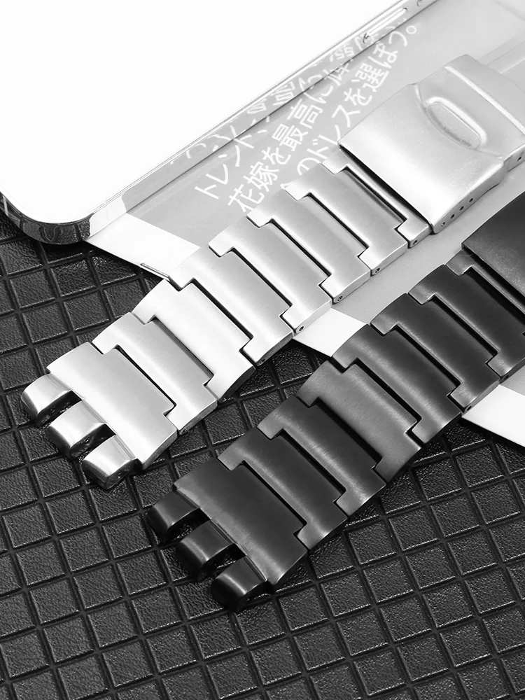 Stainless Steel Watchband Solid 23mm Silver Black For Swatch Men Irony Big Size Watch Strap Folding buckle Bracelet Accessories