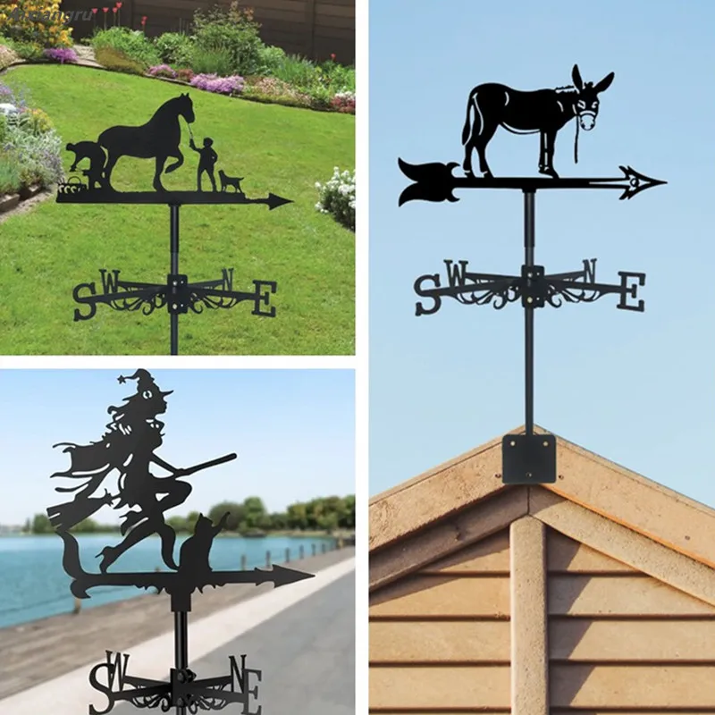 Wind Vane Metal Outdoor Handicrafts, Garden Roof Decorations, Iron Wind Vane Creative European Style, Animals, Witches, Fishing