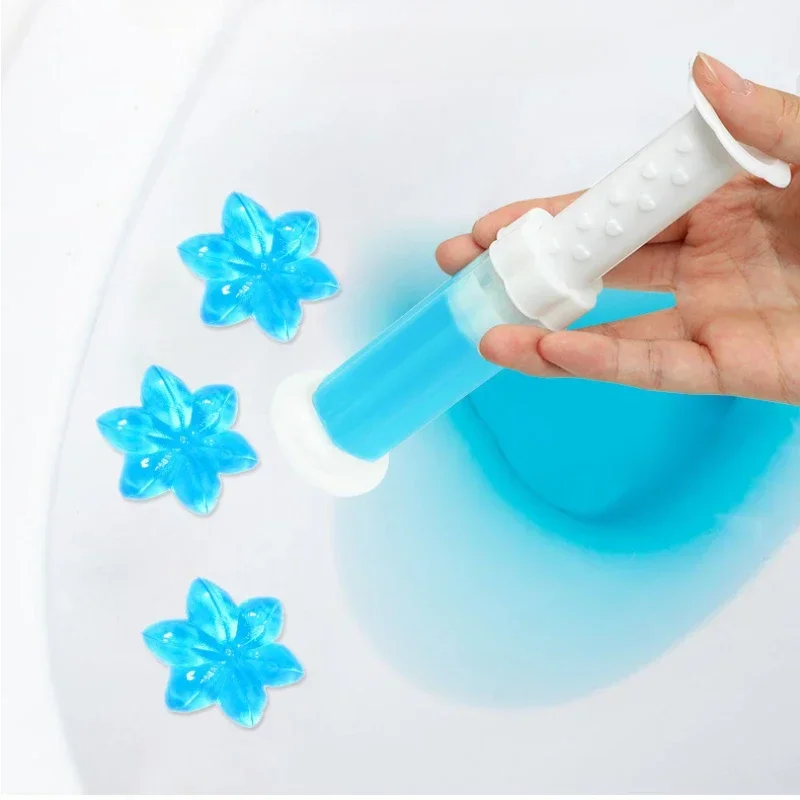 1PC Toilet Cleaner Gel Fresh Flower Toilet Gel Stamp Stops Limescale and Stains with Air Freshening Scent Deodorizing Clean