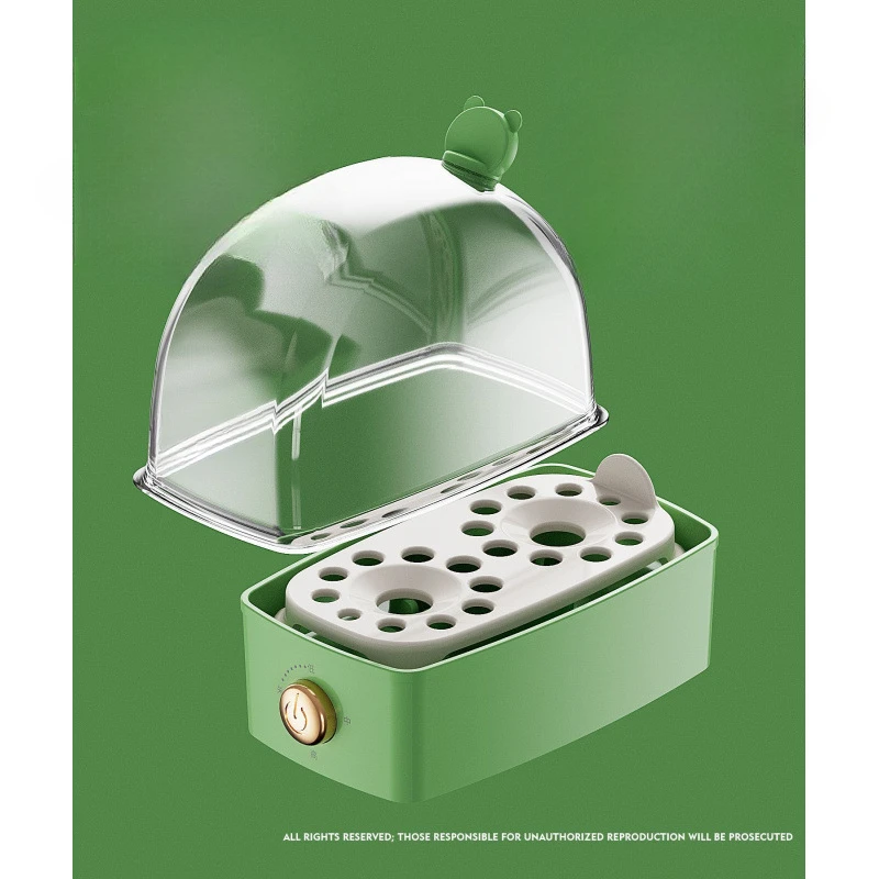 หม้อหุงข้าวไฟฟ้าขนาดเล็กหม้อต้มไข่ Poacher พร้อมระบบปิดอัตโนมัติและเครื่องนึ่งอาหารสําหรับการทําอาหารไข่ 2 ฟอง