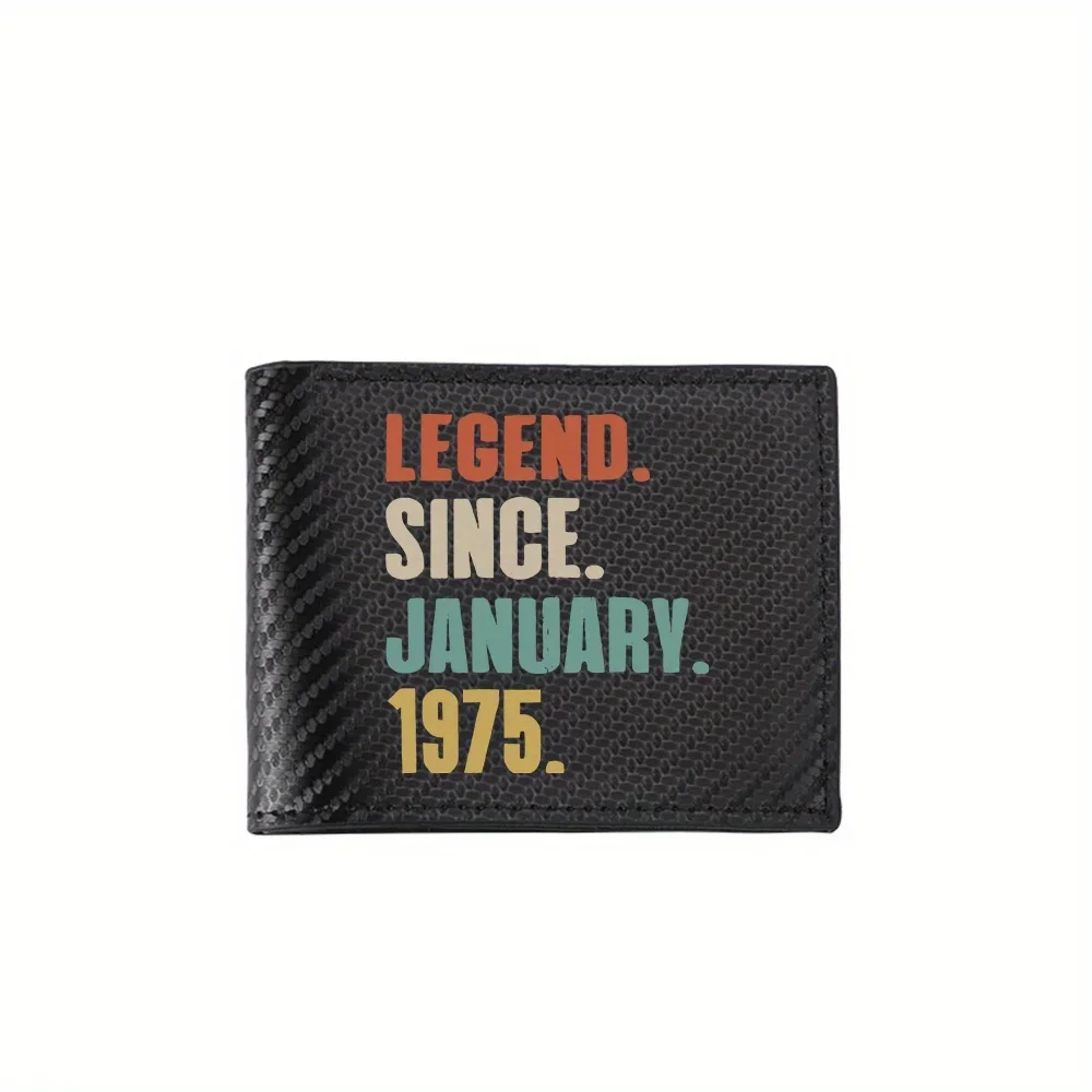 Legend since January 1975. Men's Wallets Simple Business Modern Stylish Printing Design Gifts For Father Boyfriend Christmas Lov