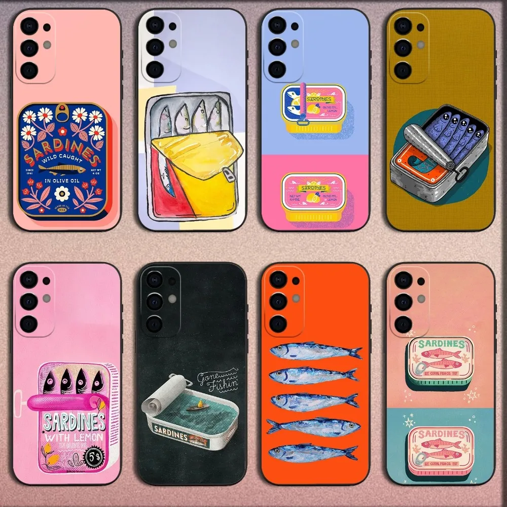 

Sardines Canned Phone Case For Samsung S25,S24,S21,S22,S23,S30,Ultra,S20,Plus,Fe,Lite,Note,10,9,5G Black Soft Cover