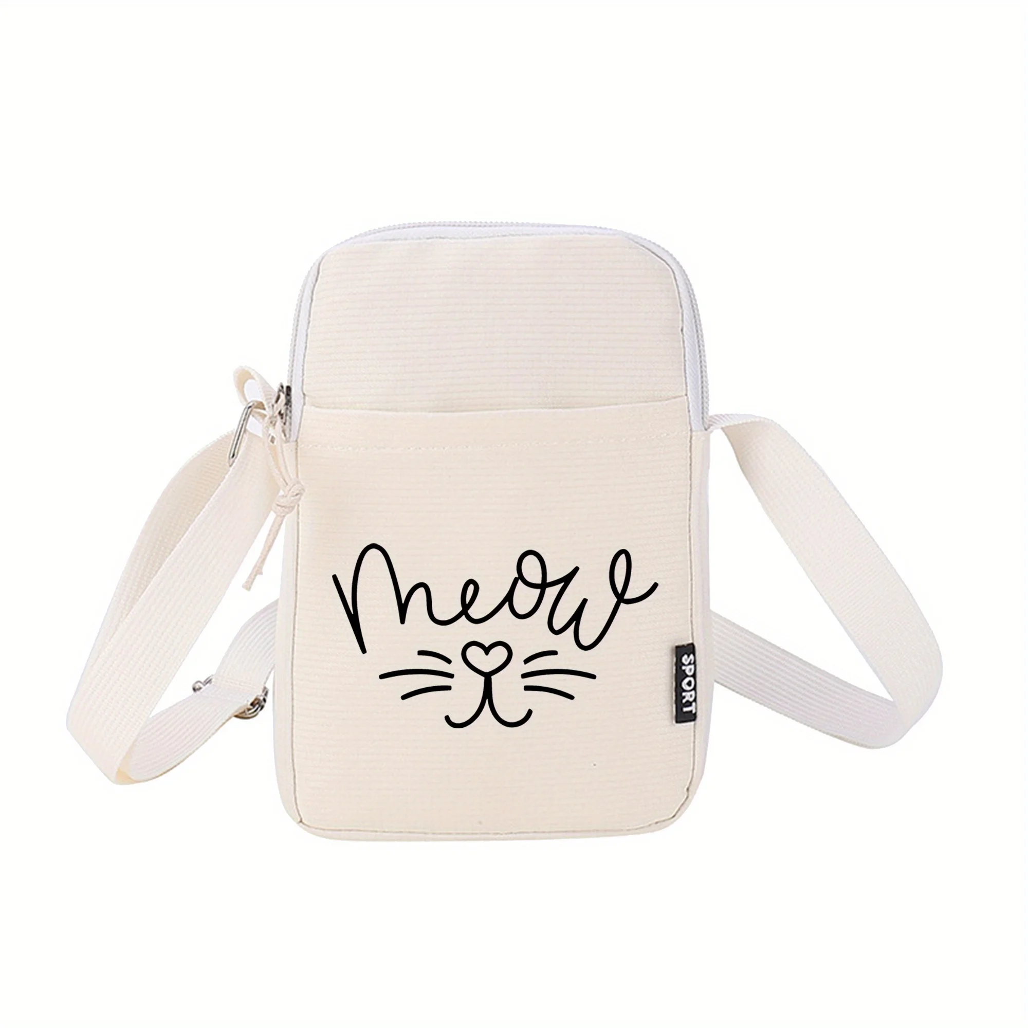 Сумка для мобильного телефона с милым котом, повседневная нейлоновая сумка на молнии на плечо