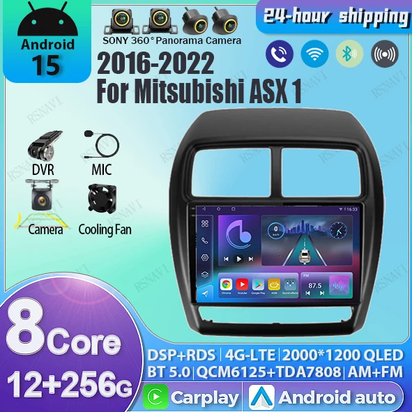 أندرويد 15 Carplay مشغل تلقائي لميتسوبيشي ASX 1 2016 2017 2018 - 2022 راديو السيارة الوسائط المتعددة Autoradio WIFI BT ستيريو كوالكوم #1