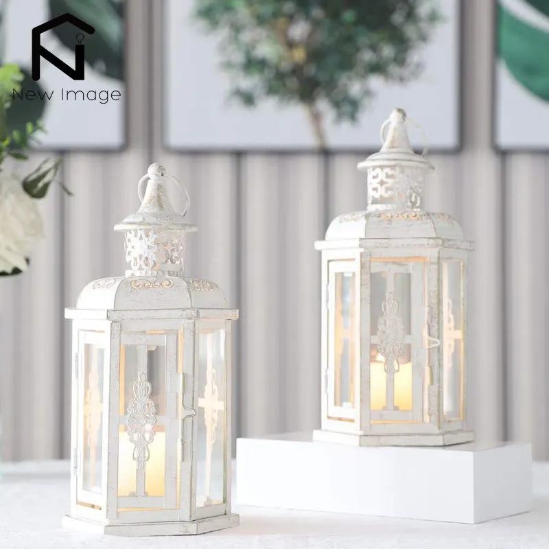 2Pcs Vintage Hanging Candle Holder Nordic Lanterns Candlestick Lantern Metal Candleholder Aesthetic Wedding Home Decoration