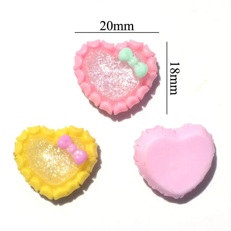 12Pcs/lots 20*18mm Sweet Candy Love Heart Resin Flatback Gemstone Cabochon DIY Hairband Hair Loop Hair Rope Ornament Crafts