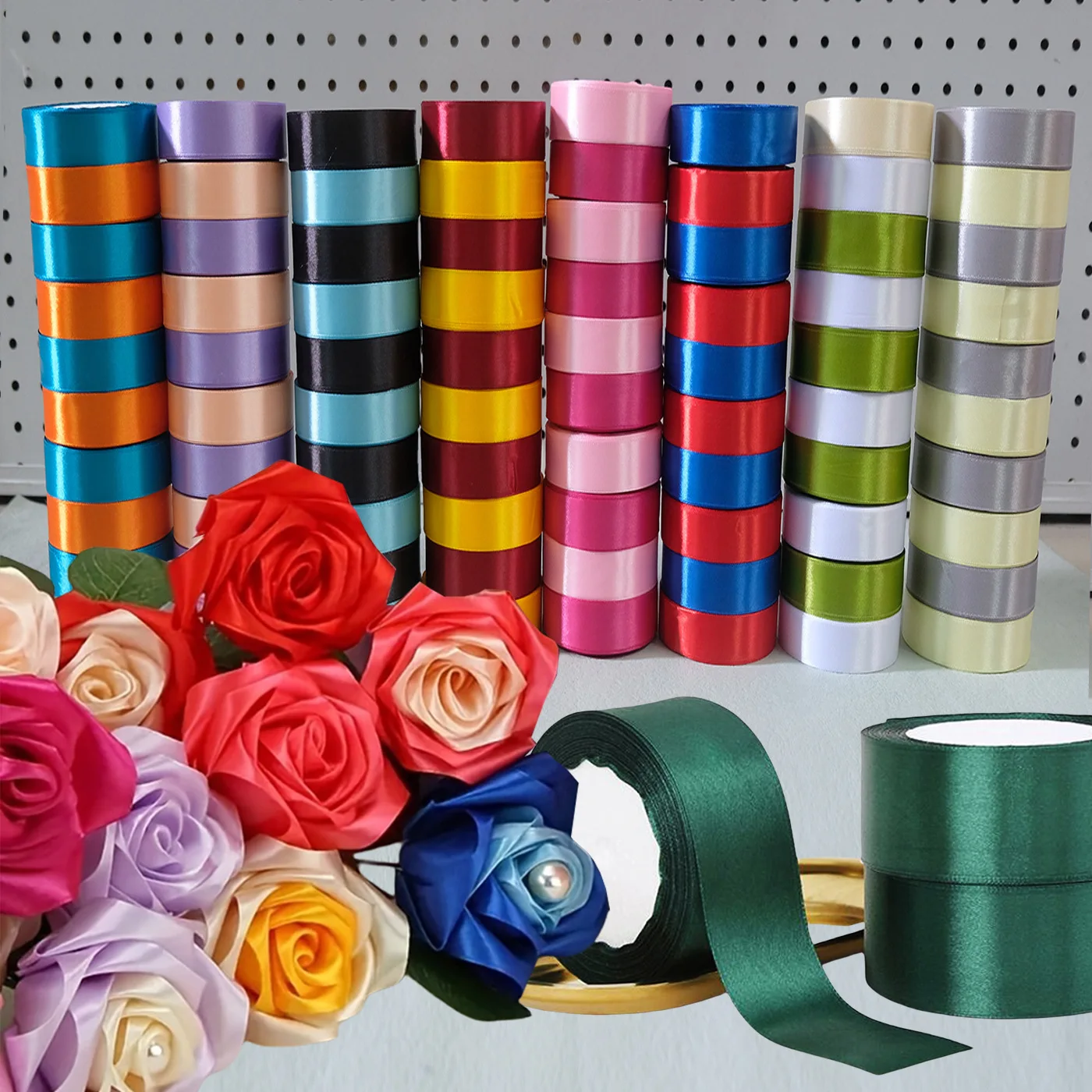 

Wholesale 10PCS 4cm Ribbon Roll Rose Decoration Cake Gift Box Flower Packaging Christmas Decoration