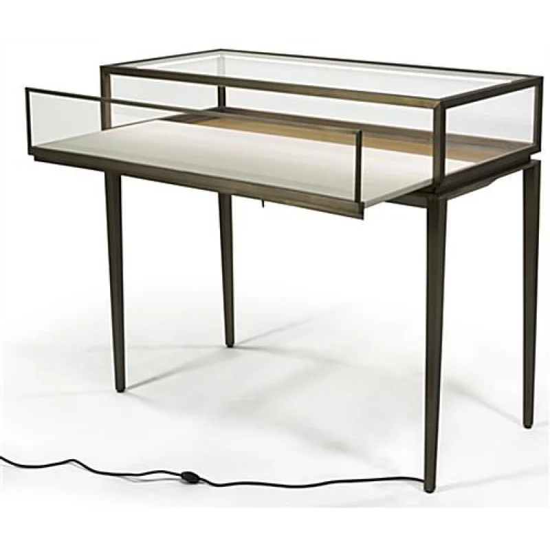 custom.Modern Jewellery Showroom Counter Stainless Steel Frame Jewelry Retail Store Lockable Glass Jewelry Display Table