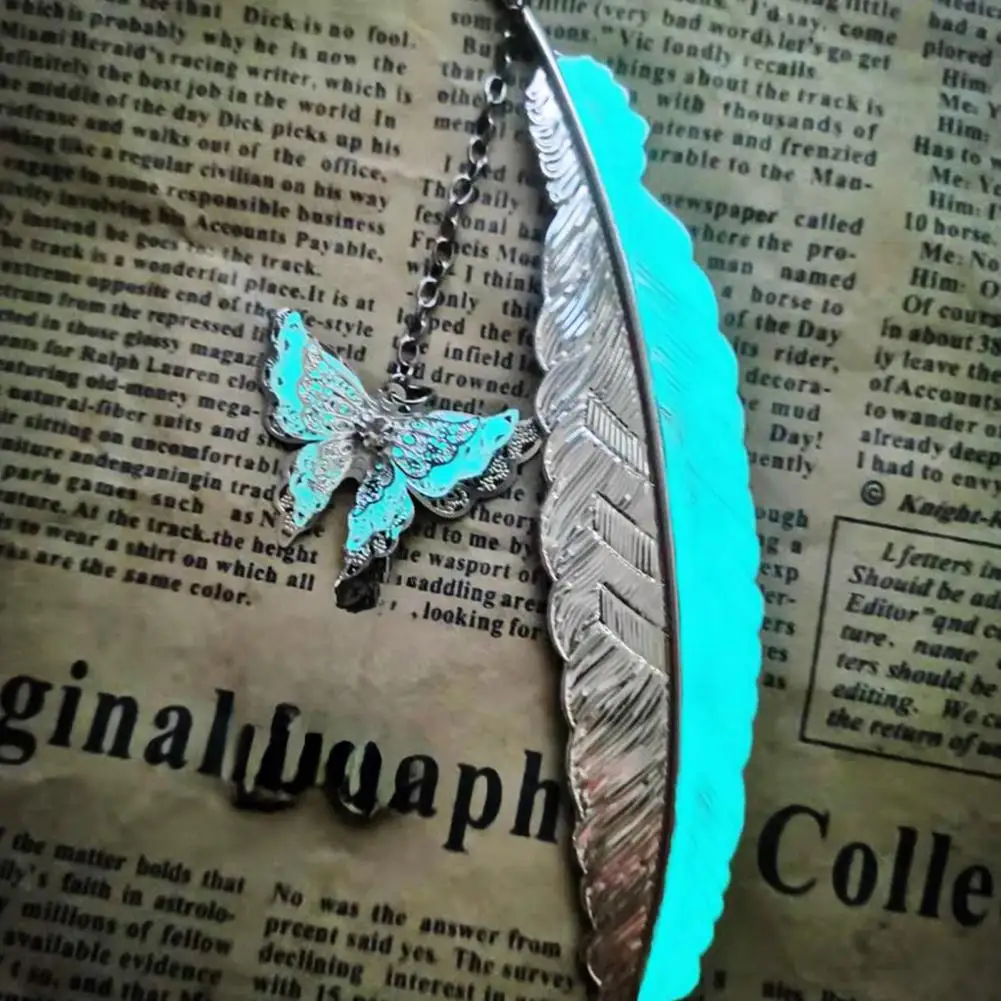 Metal Feather Bookmark com pingente, Marcador para crianças, Casa e escola, Retro