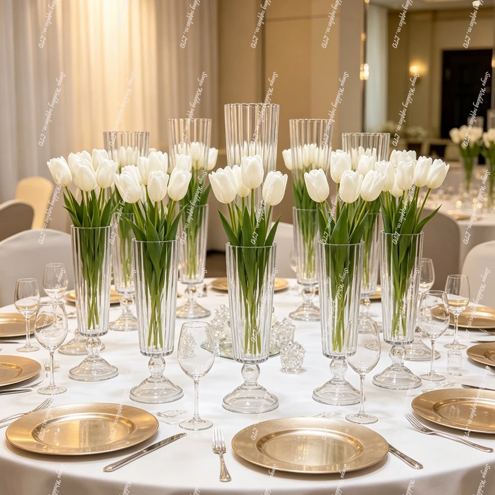 4-10pcs Tall Clear Classic Terrarium Art Glass Vases in Bulk for Wedding Event Table Centerpiece Decoration