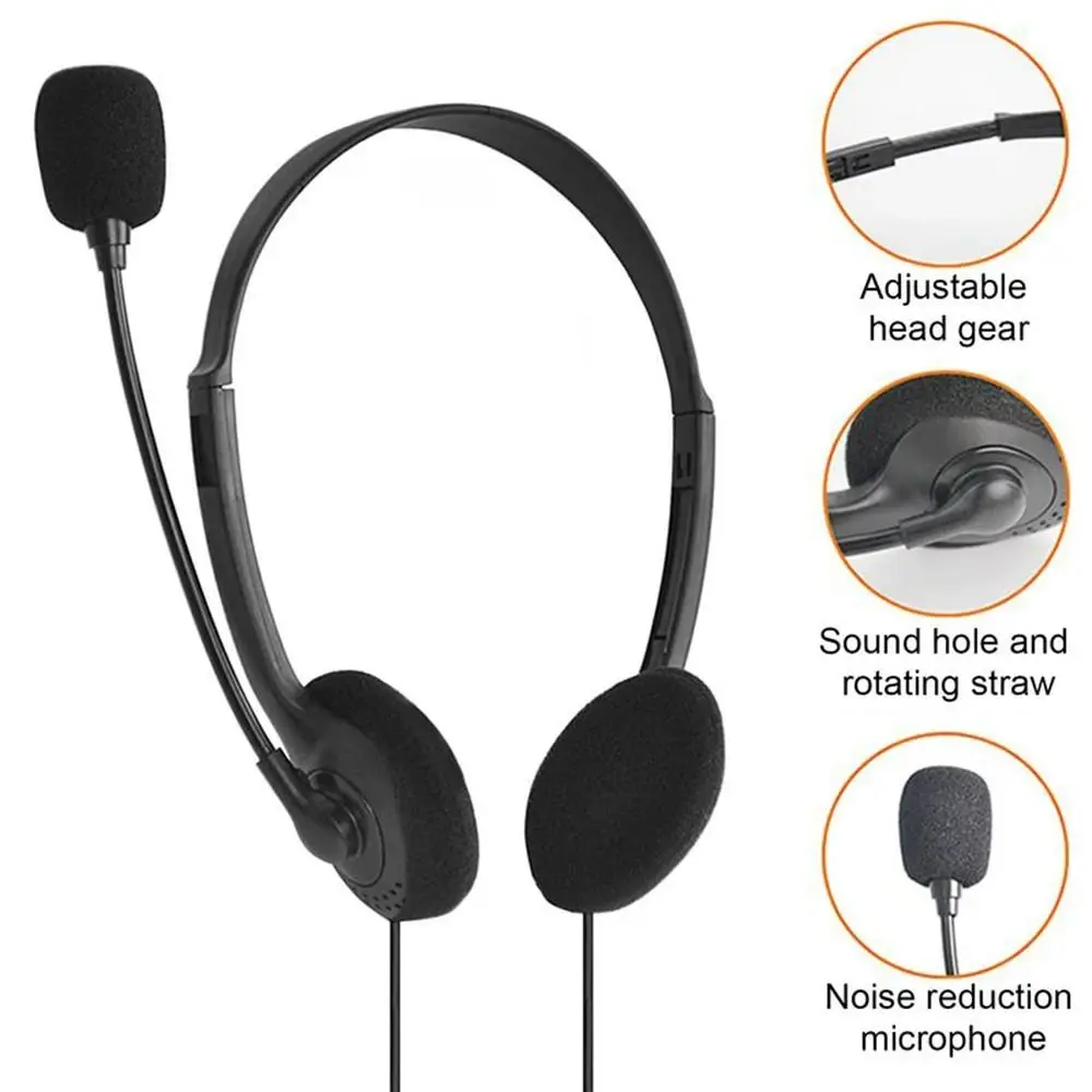 With Microphone USB Computer Headphone Stereo Sound Wire Control Wired Headset Earpiece Noise Cancelling Gaming Headset