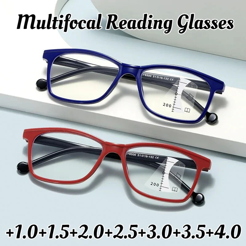 

Men's New Progressive Multifocal Reading Glasses Anti-Blue Light Farsighted Glasses Men's and Women's New Retro Reading Glasses