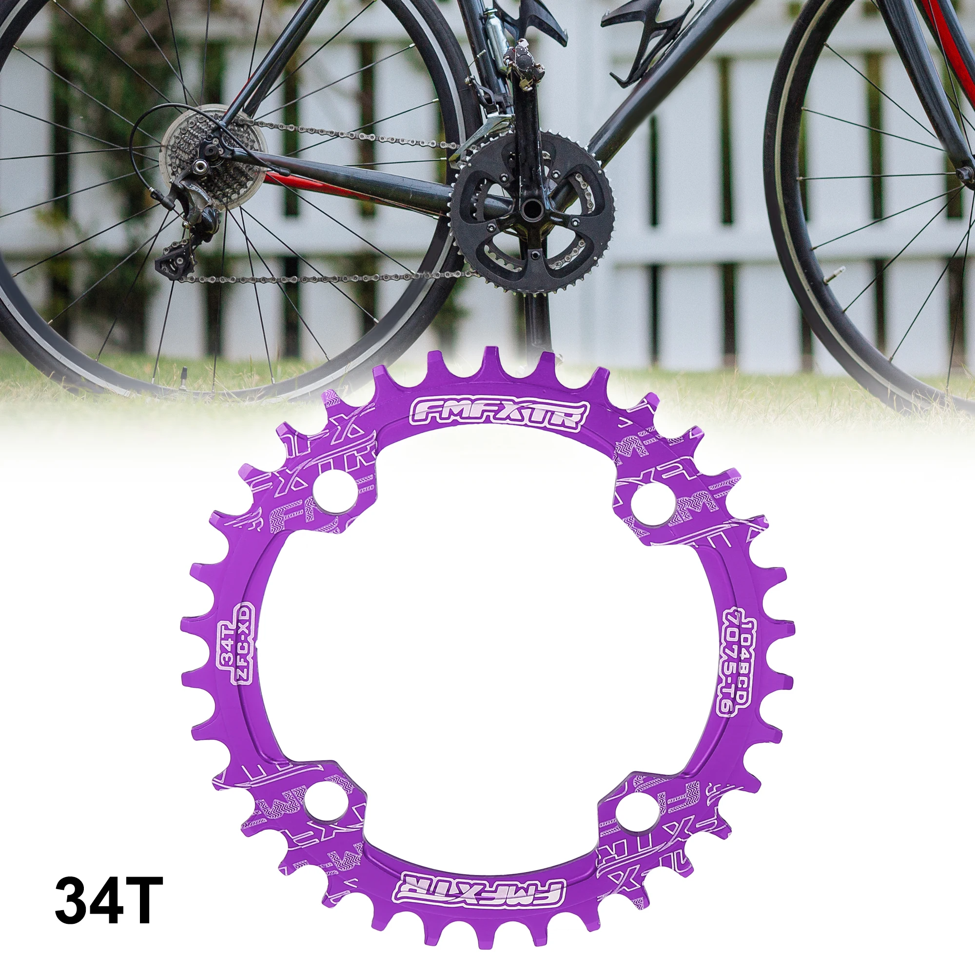 X Autohaux 32T 34T 36T 38T 104mm Bicycle Round Narrow Wide Chainring Crankset Tooth Plate Purple