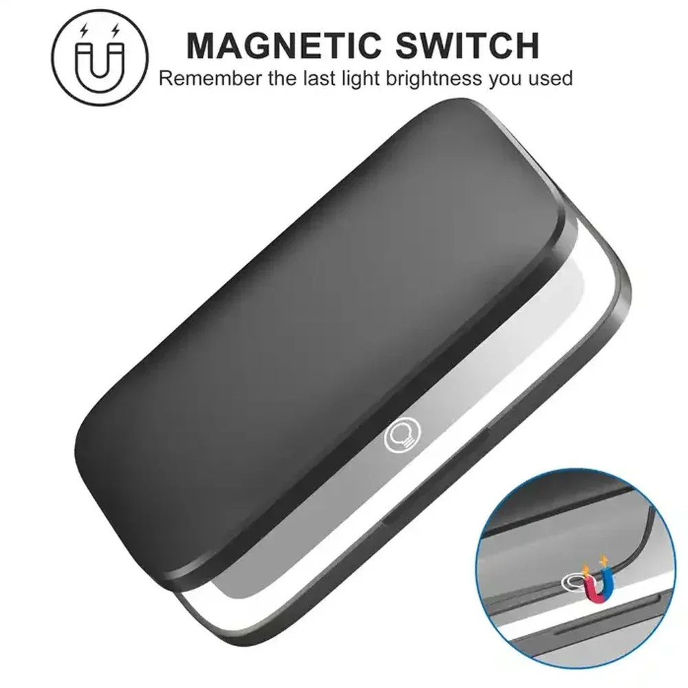 مرآة مكياج مربعة قابلة لإعادة الشحن مع أضواء LED 1x/5x مرآة تكبير مدمجة مرايا الغرور أدوات تجميل هدايا للفتيات