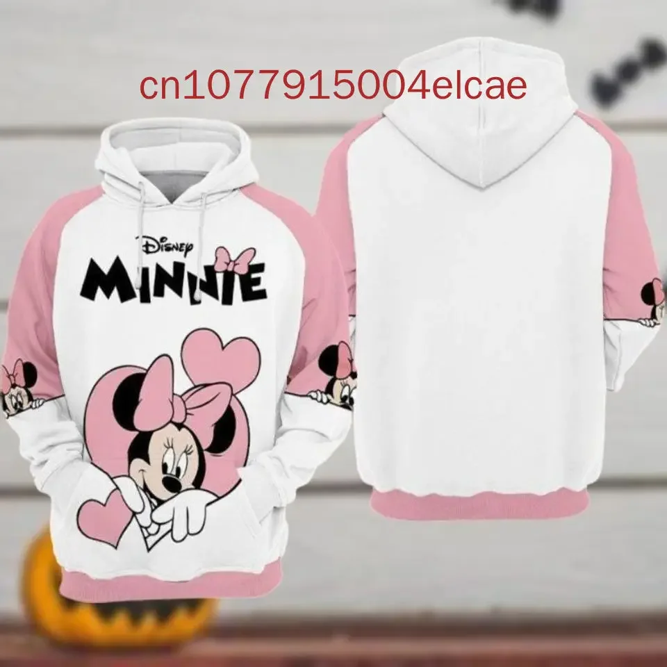 

Новинка 2024, толстовка с капюшоном Disney Minnie Mouse, повседневные уличные мужские и женские капюшоны в стиле Харадзюку Y2K с 3D принтом