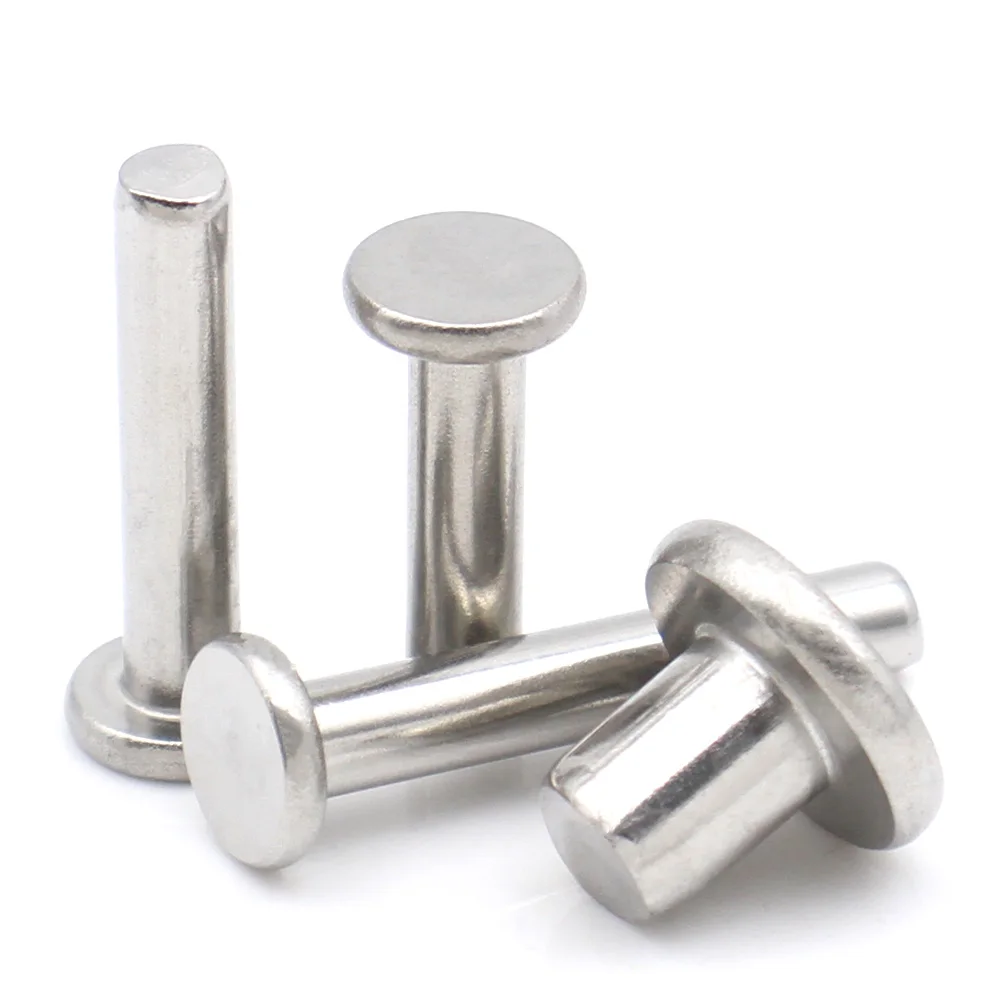 5-25pcs 304 Stainless Steel Flat Head Solid Rivet Round Head Drive Rivets Hammer Type Flat Cap Rivets M2 M2.5 M3 M4 M5 M6 M8