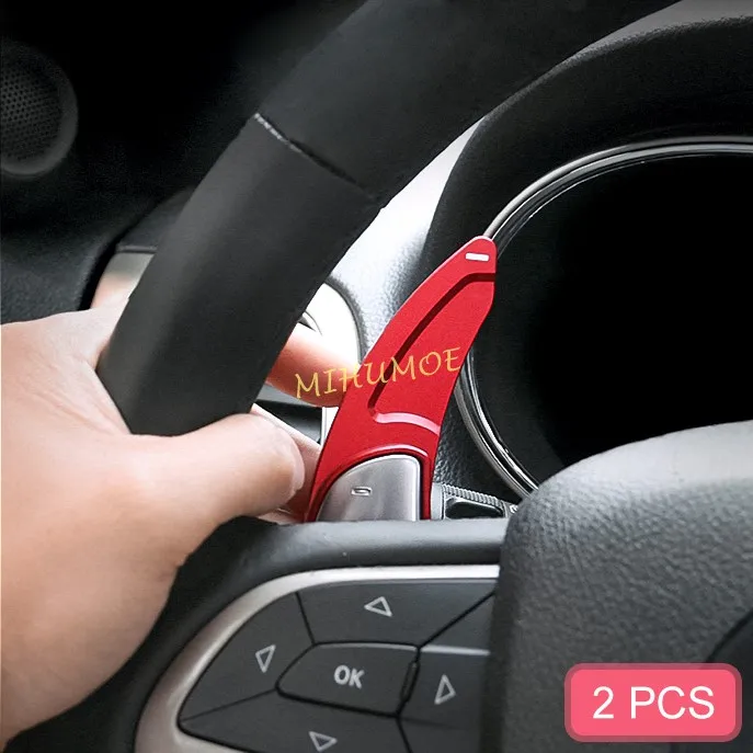 Aluminium Steering Wheel Paddle Shifter Extension Trims For Jeep Grand Cherokee Dodge Charger Challenger Durango Red