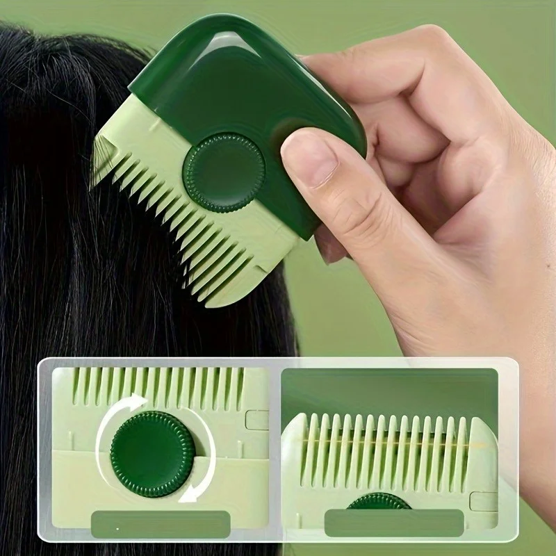 2-in-1 Dual-Sided Hair Trimmer Comb Adjustable Length Portable Clipper for Bangs Split Ends Detangling, Ergonomic Styling Tool