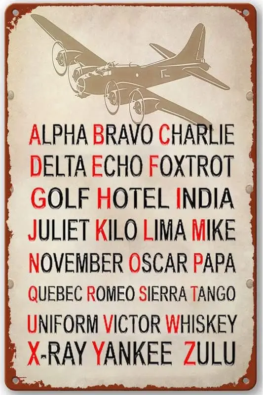 Funny Tin Sign Pilot Code Metal Bravo Charlie Pub Novelty Coffee Bar Club Wall Poster Yard Garden Farm Man Cave C