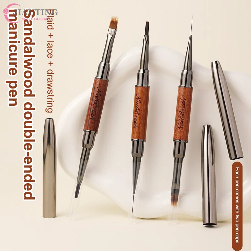 Pincel duradero para decoración de uñas, poste de sándalo, delineador de uñas profesional de doble punta, pluma de fototerapia para decoración de uñas, pintura de uñas